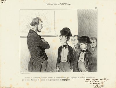 Professores e miúdos. Os alunos da instituição Pascareau experimentam um novo uniforme... 25. de Honoré Daumier