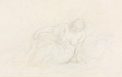 Mulher reclinada apoiada em seu braço (verso) de Honoré Daumier