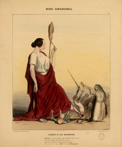 Revista Caricatural n.º 9: Lucrécia e os Burgraves. Lucrécia, nos nossos dias, por um destino mais feliz... de Honoré Daumier