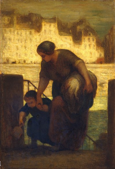 A Lavadeira, c.1863 (óleo sobre madeira) de Honoré Daumier