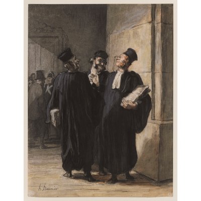 Três advogados em conversa de Honoré Daumier
