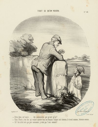 Tudo o que se quiser, n.º 42: - Diga lá, senhor presidente da câmara... os comunistas, o que são? ... de Honoré Daumier