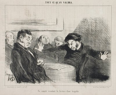 Um comité a ouvir a leitura de uma tragédia de Honoré Daumier