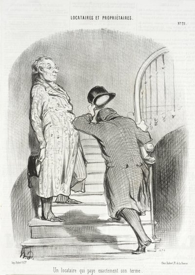 Um inquilino que paga pontualmente a sua renda de Honoré Daumier