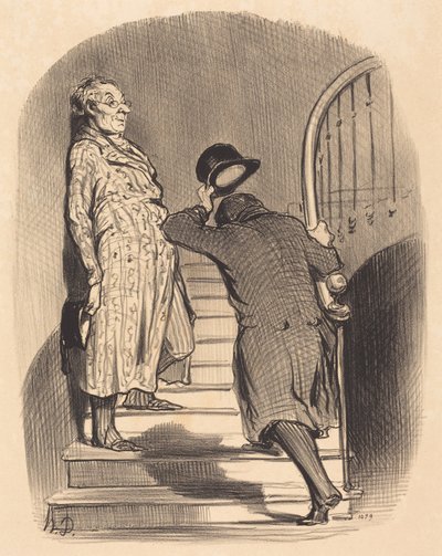 Um inquilino que paga pontualmente a sua renda de Honoré Daumier