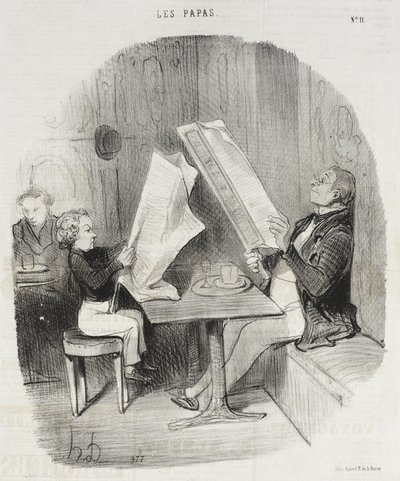 Uma criança que se diverte com pouco. Le Constitutionnel basta-lhe para toda a noite de Honoré Daumier