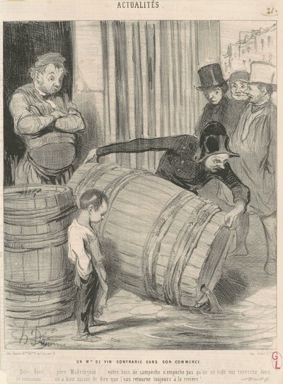 Um comerciante de vinhos chateado em seus negócios de Honoré Daumier