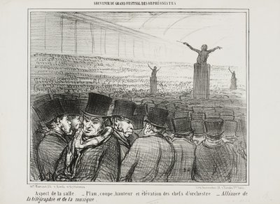 Vista do grande salão, placa 1 do Souvenir Du Grand Festival Des Orphéonistes de Honoré Daumier