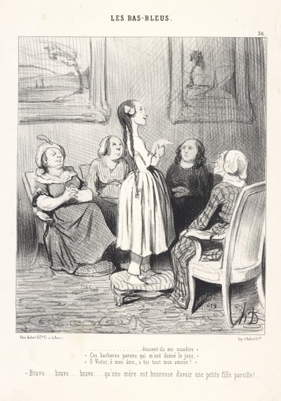 ... que me amaldiçoem! «Estes pais bárbaros que me deram a vida,» «Ó Victor, ó minha alma, todo o meu amor é teu!» Bravo... bravo... bravo... como uma mãe é feliz por ter uma filhinha assim! de Honoré Daumier