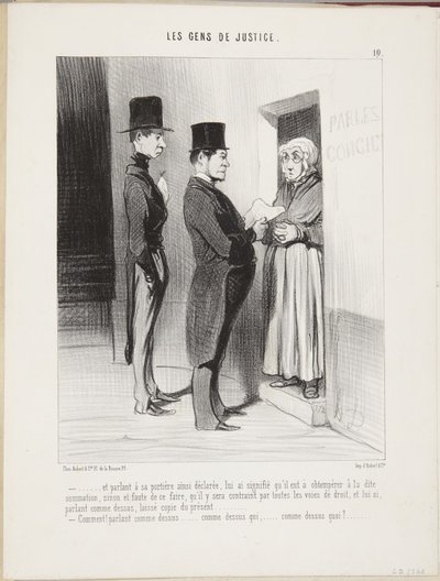 ...e falando com a sua porteira assim declarada... de Honoré Daumier