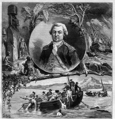 Le Centenaire de La Perouse (Jean Francois de Galaup Laperouse) - Retrato em comemoração à sua chegada à Ilha de Páscoa 1786 e à descoberta do Astrolábio por Dumont d