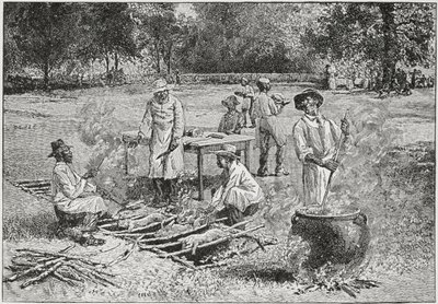 Churrasco do Sul, ilustração de &39;Harper&39;s Weekly&39;, 1887, de &39;The Pageant of America, Vol.3&39;, de Ralph Henry Gabriel, 1926 de Horace Bradley