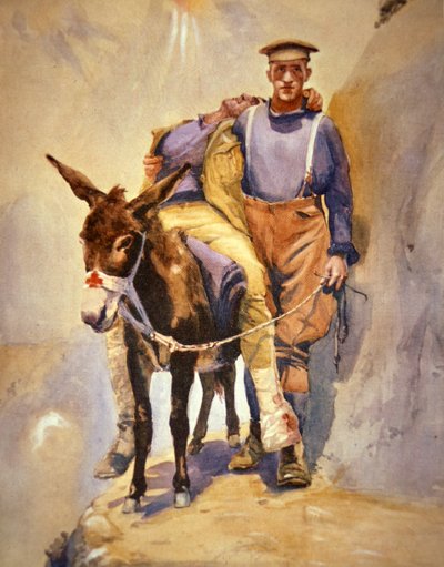 John Simpson Kirkpatrick da 3ª Ambulância de Campo Australiana que com seu burro resgatou soldados feridos em Gallipoli em 1915 de Horace Moore Jones