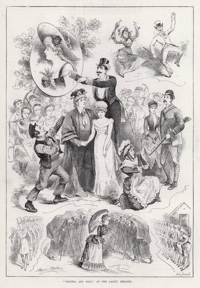 "Virginia and Paul" no Gaiety Theatre (gravura) de Horace Morehen