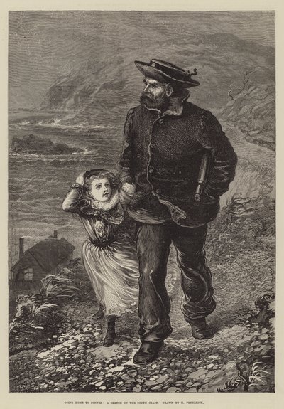 Indo para casa jantar, um esboço na costa sul de Horace Petherick