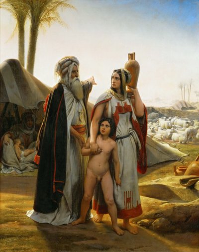 Hagar expulsa por Abraão O repúdio de Hagar, 1837. de Emile Jean Horace Vernet