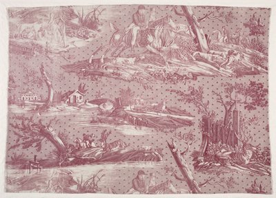 Fragmento de Algodão Impresso em Cobre com Desenho de Cena de Caça, c. 1815. de Emile Jean Horace Vernet