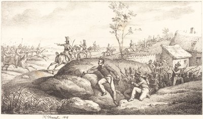 Emboscada de infantaria contra os cossacos de Emile Jean Horace Vernet