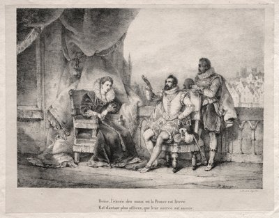 Marie de Medici e Henrique IV da França. de Emile Jean Horace Vernet