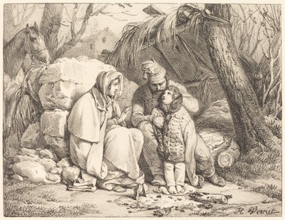 Família de soldado acampada de Emile Jean Horace Vernet