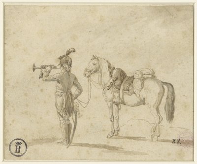 Trompetista ao lado do cavalo de Emile Jean Horace Vernet