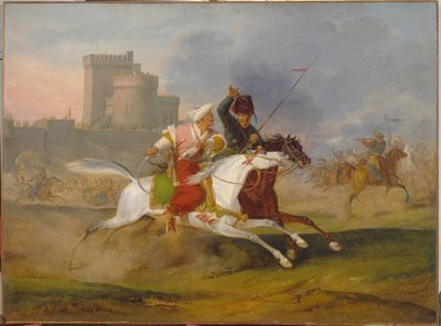 Turk e Cossack - Pintura de Horace Vernet (1789-1863), óleo sobre tela de Emile Jean Horace Vernet
