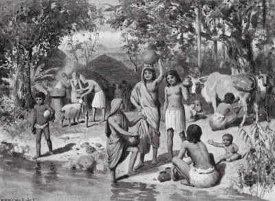 Arianos estabelecidos na Índia, Sacrifício ao ar livre (litografia) de Horace van Ruith