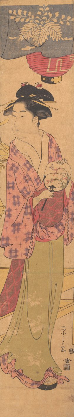 Uma menina com um leque, c. 1780. de Hosoda Eishi