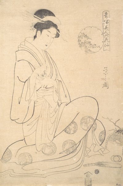 Konosato de Takeya Sentado, Segurando um Queimador de Incenso. de Hosoda Eishi