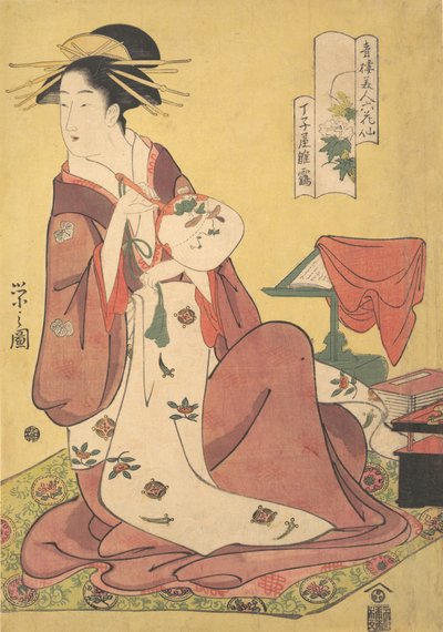 A cortesã Hinazuru do bordel Chojiya Chojiya Hinazuru, da série Beau..., ca. 1795. de Hosoda Eishi