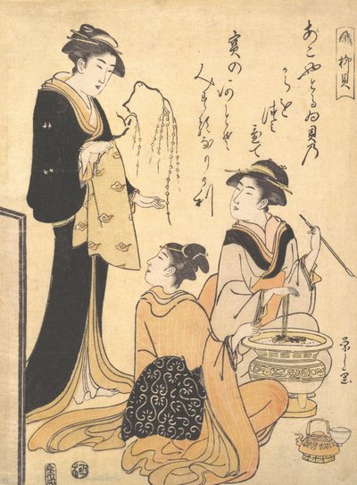 A concha de salgueiro Yanagi-kai, de um conjunto sem título de gravuras de beleza sobre o tema de S..., ca. 1791. de Hosoda Eishi