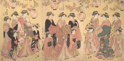O desfile de Yoshiwara no outono, ca. 1793. de Hosoda Eishi