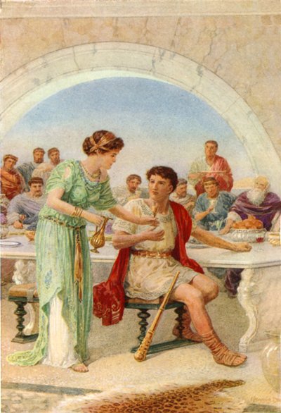 "Ao olhar, encolheu e estremeceu" (cor litho) de Howard Davie