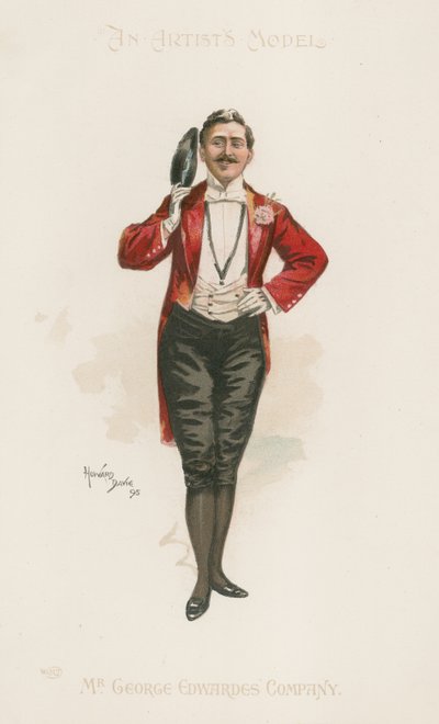 Retrato de corpo inteiro de um mestre de cerimónias (litografia a cores) de Howard Davie