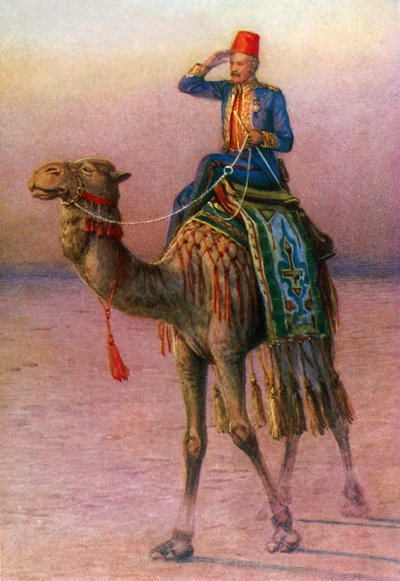 General Gordon no deserto (lito colorido) de Howard Davie