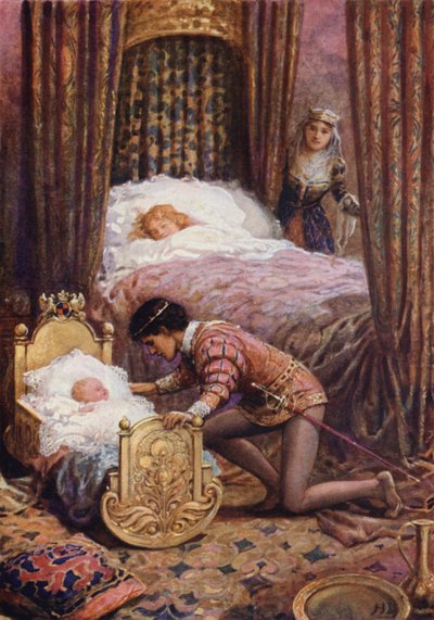"Ele curvou-se para beijar o bebezinho" de "Luciella" (cor litho) de Howard Davie