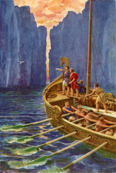 "Hera nos enviou um piloto; vamos seguir o pássaro astuto" (lito colorido) de Howard Davie