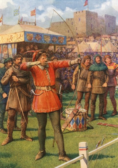 "Robin Hood no May-Day Revels" (lito colorido) de Howard Davie