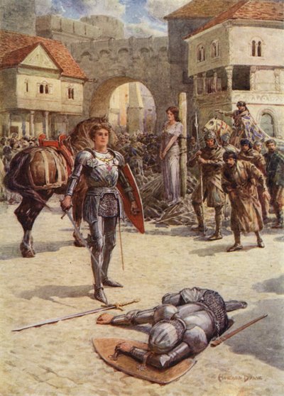 São Jorge ao Resgate, o orgulhoso Conde de Coventry jazia morto (cor litho) de Howard Davie