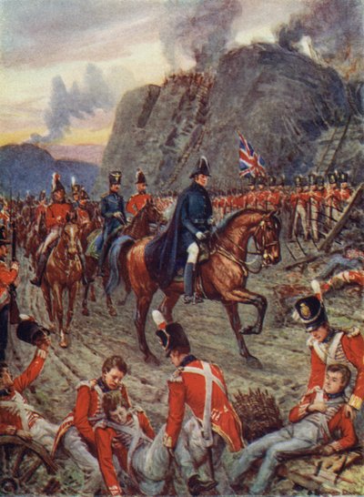 O Duque de Wellington, no Cerco de Badajos (cor litho) de Howard Davie