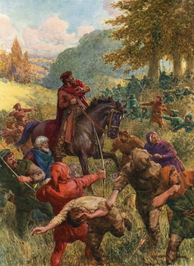 "O Resgate de Sir Richard do Lea" (lito a cores) de Howard Davie