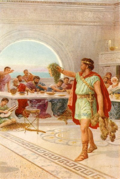 "Então Perseus ergueu a cabeça do Gorgon" (cor litho) de Howard Davie