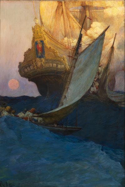 Um ataque a um galeão de Howard Pyle