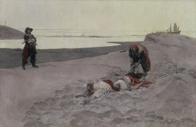 Homens mortos não contam histórias, 1899 (óleo sobre tela e grisalha) de Howard Pyle