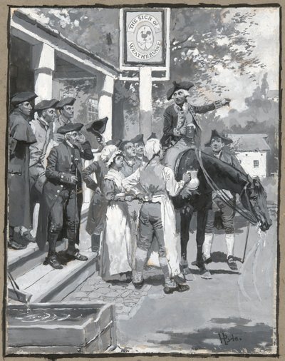 Ele pára no sinal do cata-vento, desenho da ilustração para o poema de Howard Pyle