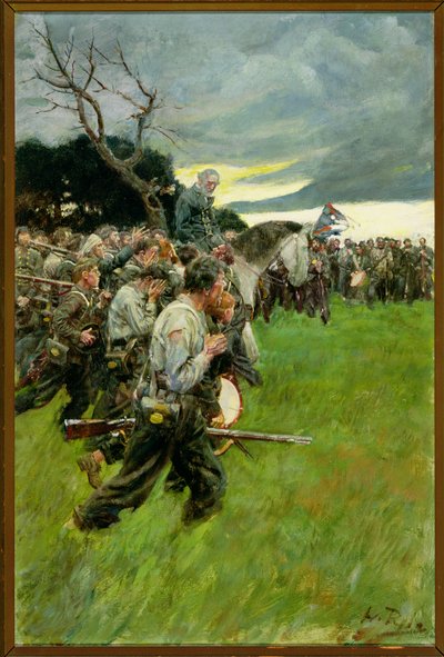Seu exército se separou e o seguiu chorando e soluçando, de 