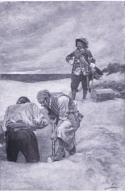 Kidd em Gardiners Island, de Howard Pyles Livro de Piratas publicado por Harper & Bros, 1921 de Howard Pyle