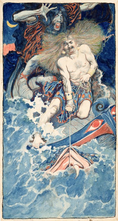 The Fishing of Thor and Hymir, de "North Folk Legends of the Sea" de Howard Pyle, publicado na Harper
