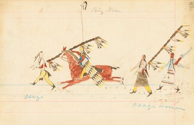 Osage, Big Nose, Osage Women, 1874-75 (papel de caneta, tinta e papel higiênico) de Howling Wolf