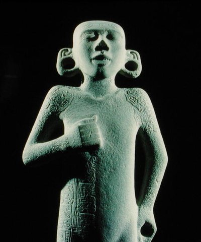 O Jovem de Tamuin, período pós clássico tardio (1300-1521) (pedra) (detalhe de 207851) de Huaxtec Huaxtec